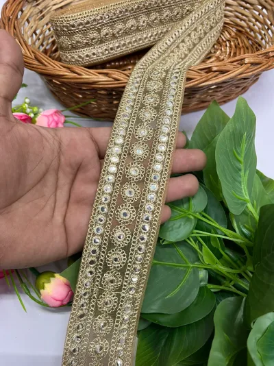 Gold Mirror Embroidered Lace